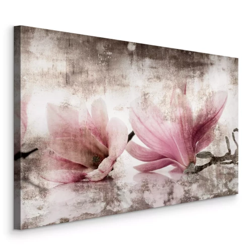 Canvas Vintage Magnolia&#39;s op een Gestructureerde Achtergrond