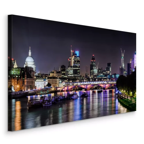 Canvas Panorama van de stad bij nacht