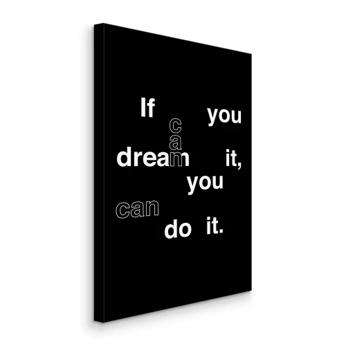 Canvas Zwart-wit motiverend citaat over dromen