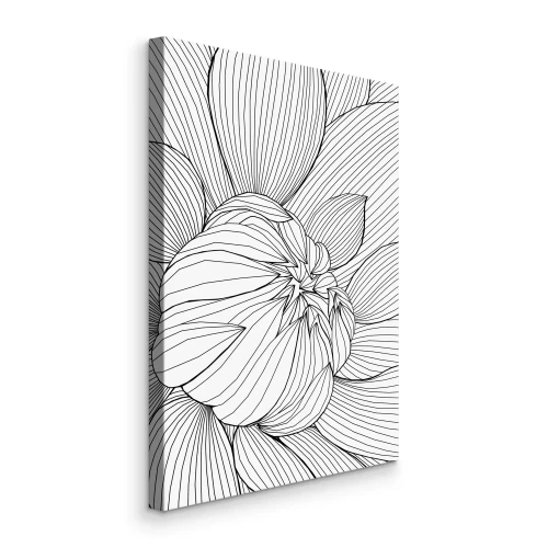 Canvas Lineaire tekening van een bloem in macro-opname