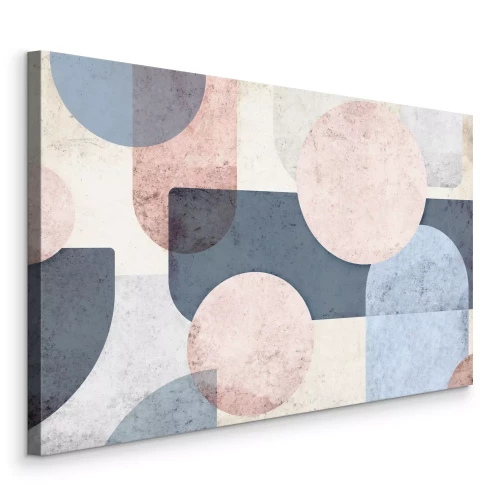Canvas Roze en blauwe geometrische vormen