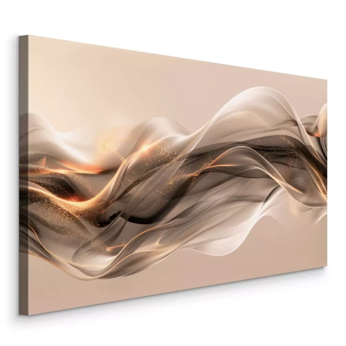 Canvas Golvende kunst in beige tinten