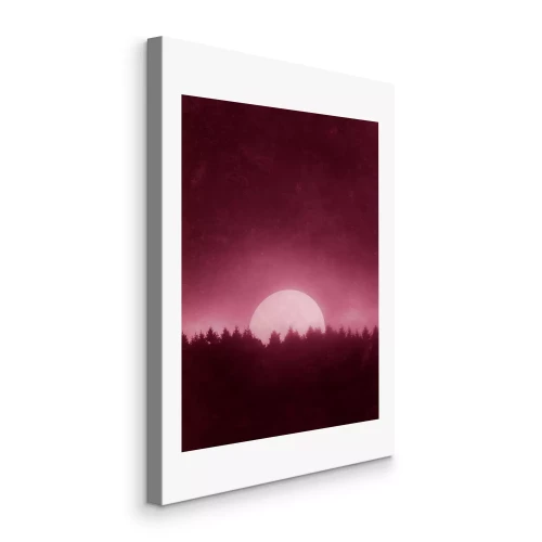 Canvas Roze landschap met de maan