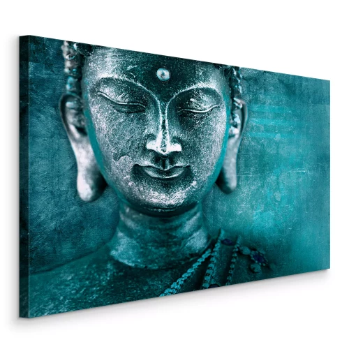 Canvas Turquoise Boeddha-profiel met een aparte textuur