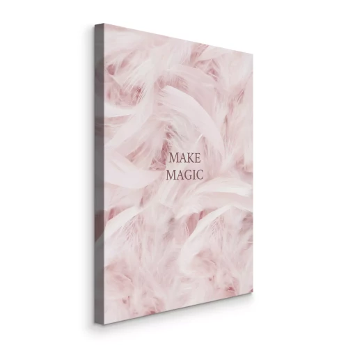 Canvas Typografie op een achtergrond van heldere veren