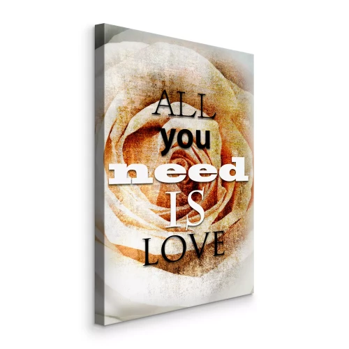 Canvas Een citaat over liefde met een roos op de achtergrond