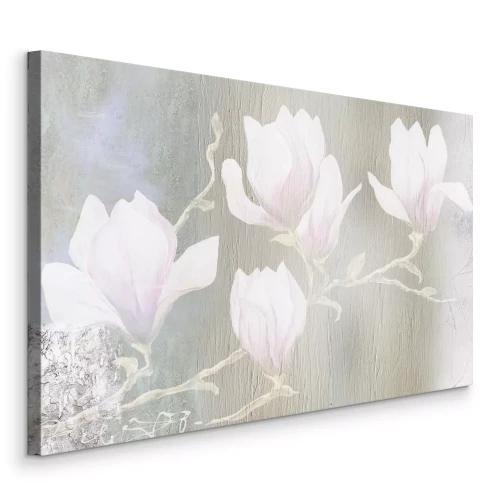 Canvas Delicate lichte magnolia&#39;s op een gestructureerde achtergrond
