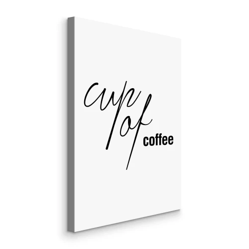 Canvas Kopje koffie inscriptie in zwart