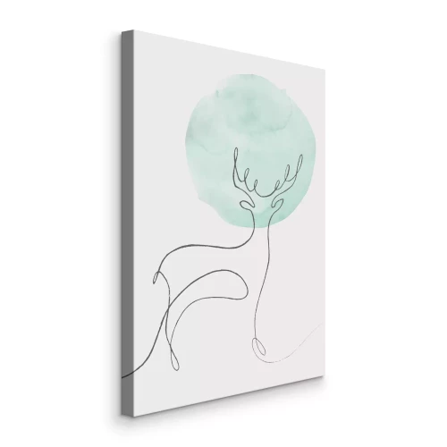 Canvas Abstracte hertencontour met groene maan