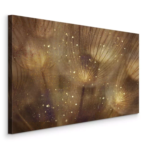 Canvas Een warme compositie met paardenbloemzaden in sepia