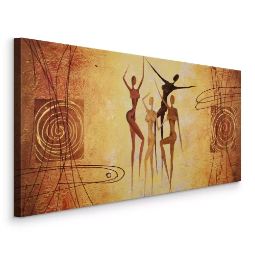 Canvas Vier silhouetten op een gestructureerde achtergrond