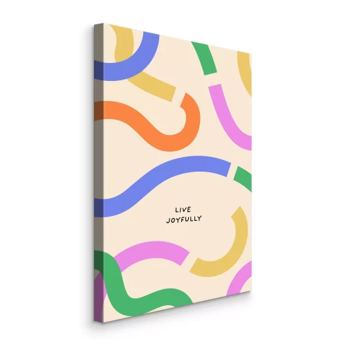 Canvas Kleurrijke golvende lijnen met tekst