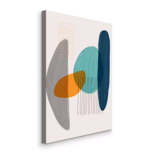 Canvas Afgeronde vormen en dunne lijnen in een geometrische compositie