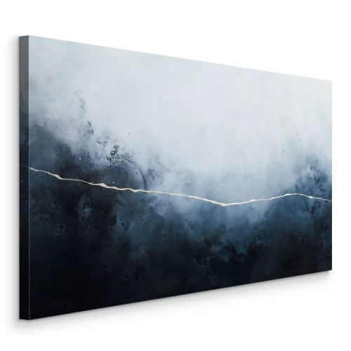 Canvas Abstractie met zeewater in een marineblauwe uitvoering