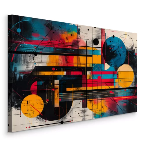 Canvas Abstractie met lijnen en cirkels in de stijl van Kandinsky