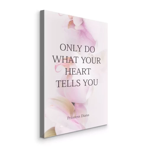 Canvas Het opschrift &quot;Luister naar je hart tussen de orchideeën&quot;