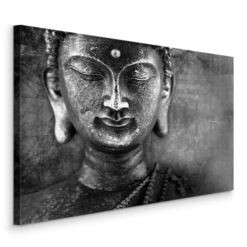 Canvas Monochrome Boeddha met gesloten ogen