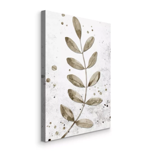 Canvas Een tak met kleine blaadjes geschilderd in waterverf