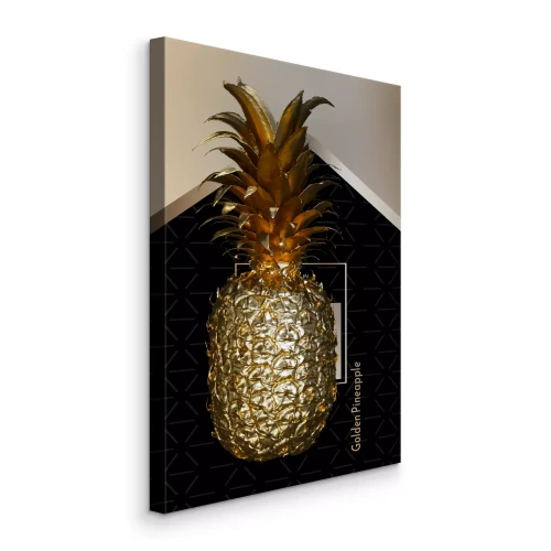 Canvas Een gouden ananas op een geometrische achtergrond