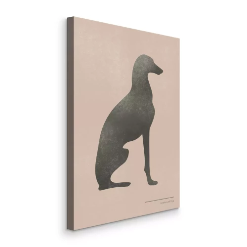 Canvas Silhouet van een windhond op een beige achtergrond