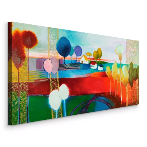 Canvas Abstract landelijk landschap in kleuren