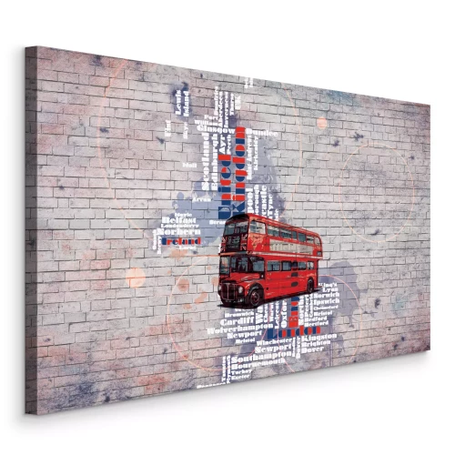 Canvas Bus op een bakstenen muur