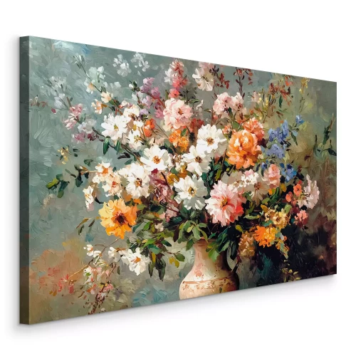 Canvas Stilleven met een kleurrijk boeket bloemen
