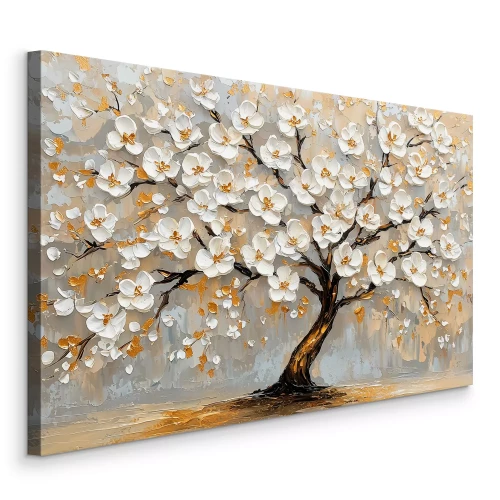 Canvas Een bloemenboom in een 3D-schilderkunstige compositie