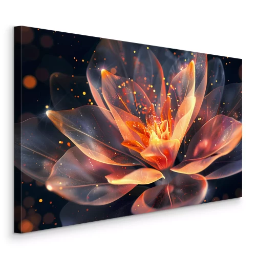 Canvas Abstracte doorschijnende bloem in een oranje tint