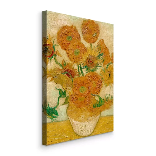 Canvas Een levendige vaas met zonnebloemen