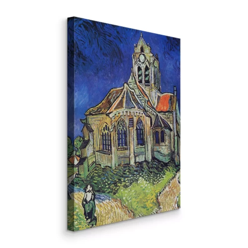 Canvas Een oude kerk omgeven door bloeiende vegetatie