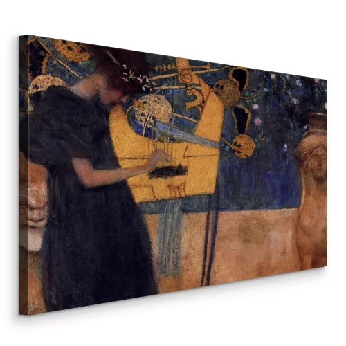 Canvas Portret van een vrouw met een muziekinstrument in haar handen