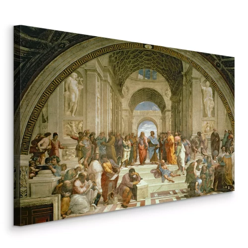 Canvas Figuren van grote denkers op een fresco uit de Renaissance
