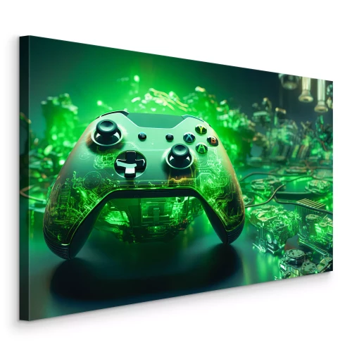 Canvas Groen pad in een technologische lichtcompositie