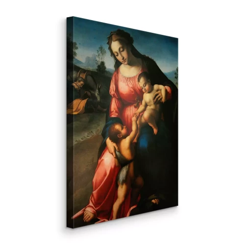 Canvas De Maagd Maria met het kindje Jezus en de kleine Johannes de Doper