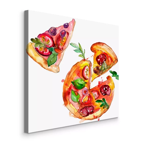 Canvas Met waterverf beschilderde pizza