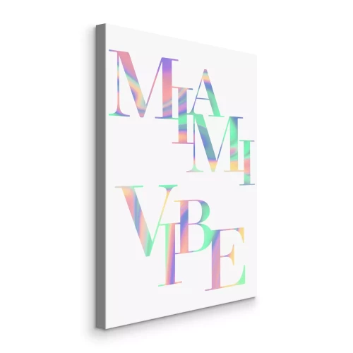 Canvas Kleurrijke Miami Vibe-letters op een witte achtergrond