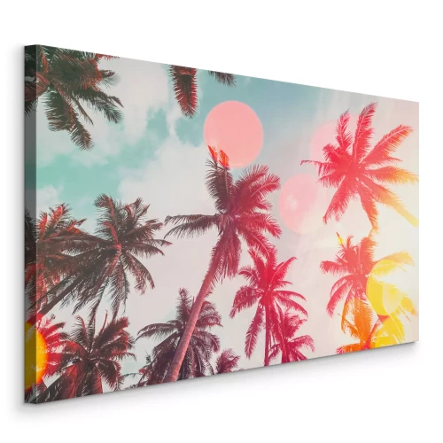 Canvas Tropische palmbomen tegen de lucht