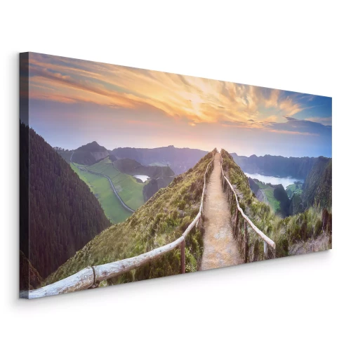 Canvas Een pad met leuningen in de bergen