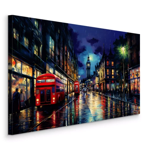 Canvas Avondbus met Big Ben op de achtergrond