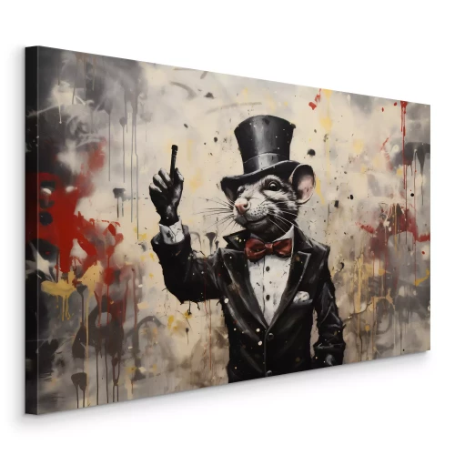 Canvas Een muis in een ruimtepak geïnspireerd door Banksy