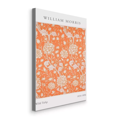 Canvas Een subtiele lijn van tulpen op een oranje achtergrond