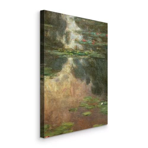 Canvas Zonnestralen dansen op het wateroppervlak vol waterlelies