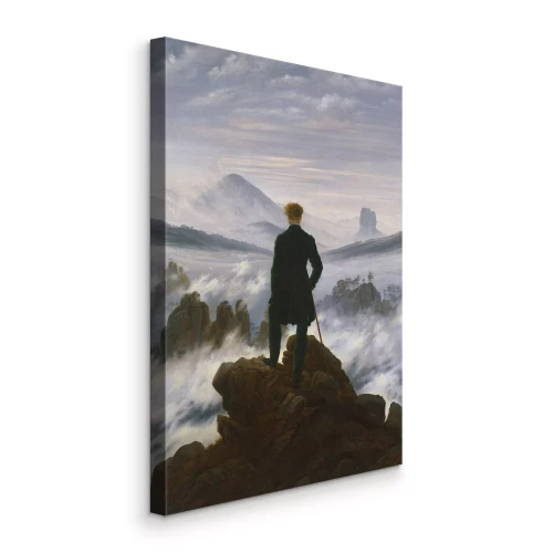 Canvas Een elegante man staat op een rotsachtige piek