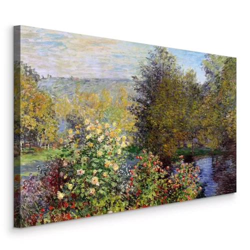 Canvas Een schilderachtig landschap met een rivier en een gevarieerde vegetatie