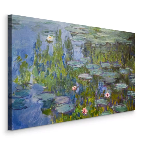 Canvas Een prachtige vijver bedekt met weelderige waterlelievegetatie