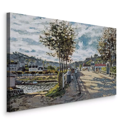 Canvas Een charmant bergstadje omgeven door weelderige vegetatie