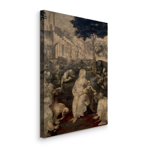 Canvas De mysterieuze scène van de aanbidding van de Drie Koningen