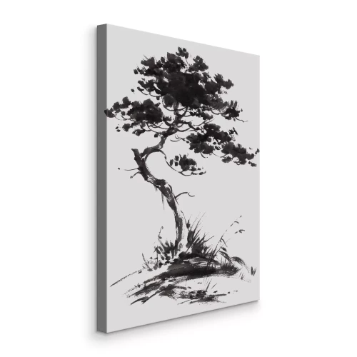 Canvas Dennenboom in aquarelstijl