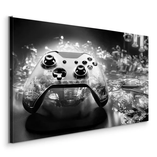 Canvas Een zwart-wit pad in een heldere technologische omgeving